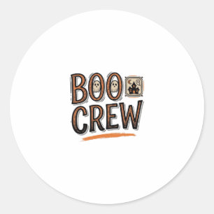 Sticker Rond Équipe Boo Chemise Vintage Halloween Gravure Desig