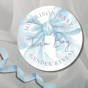 Sticker Rond Équipe Boy Blue Bow Révélation du sexe