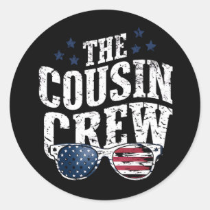 Sticker Rond Équipe Cousin 4 juillet Famille Patriotique Améric
