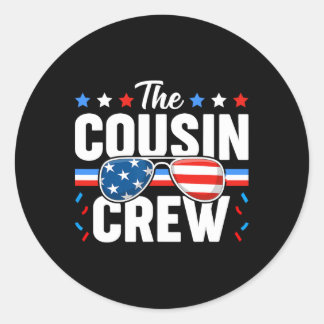 Sticker Rond Équipe Cousin 4 juillet Famille Patriotique Améric