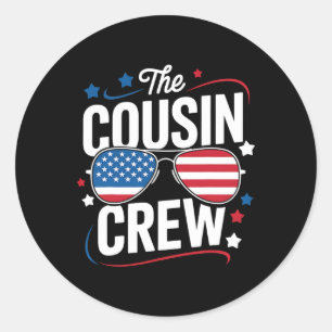 Sticker Rond Équipe Cousin 4 juillet jumelé Famille Patriotique