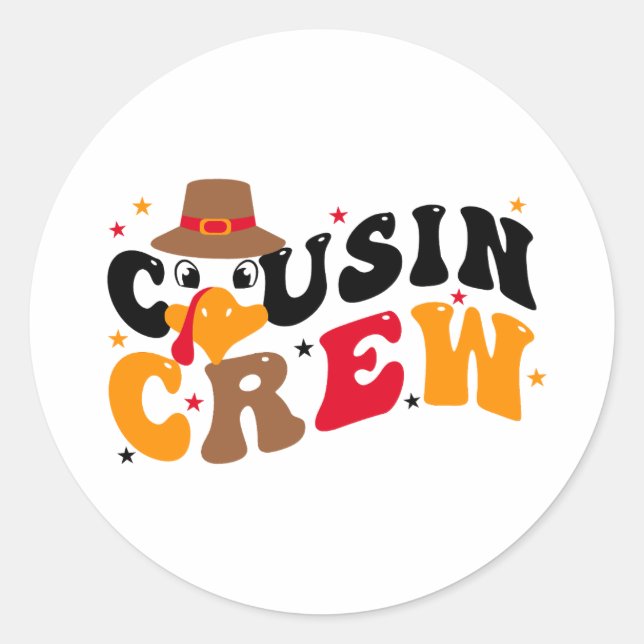 Sticker Rond Équipe Cousin Thanksgiving (Devant)