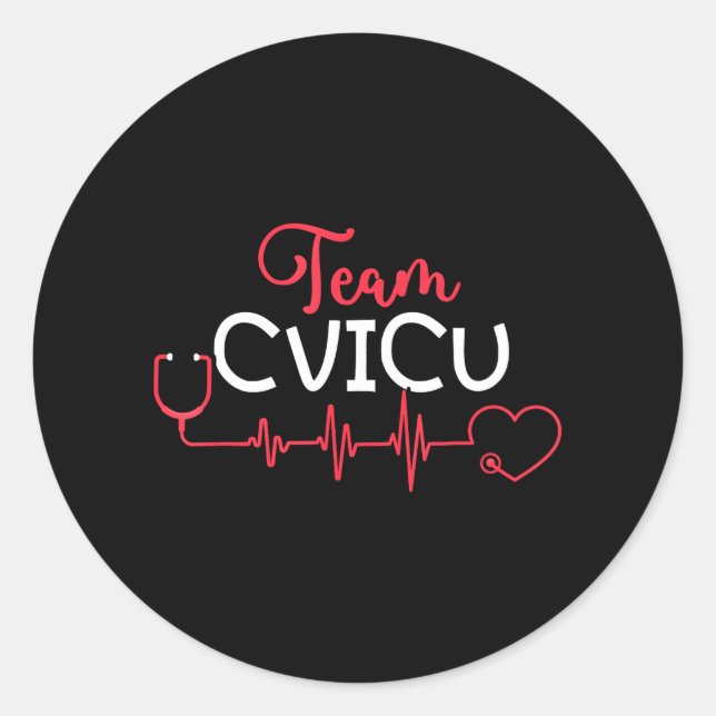 Sticker Rond Équipe Cvicu Cardiovasculaire Cardiac ICU enregist (Devant)