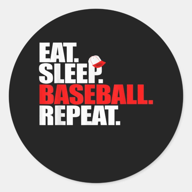 Sticker Rond Équipe cycliste Eat Sleep Baseball (Devant)