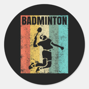 Sticker Rond Équipe de badminton amoureuse joueur entraîneur