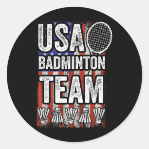 Sticker Rond Équipe de badminton Usa Drapeau américain Badminto