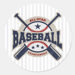 Sticker Rond Équipe de baseball Étoiles Sport Anniversaire Fête