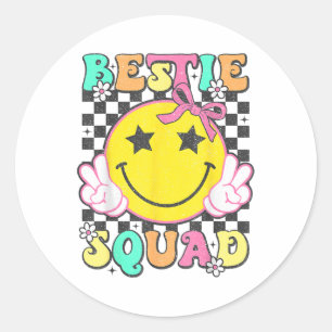 Sticker Rond Équipe de bestie super Meilleurs amis jumelant fil