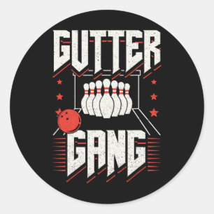 Sticker Rond Équipe de bowling pins grève Gutter Gang