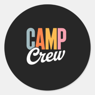 Sticker Rond Équipe de camping rétro été camping amis drôles
