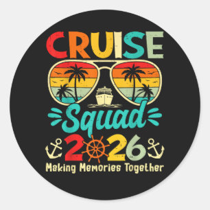 Sticker Rond Équipe de croisière 2026 Vacances d'été en famille