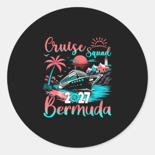 Sticker Rond Équipe de croisière bermuda 2027 vacances tropical