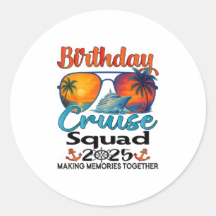 Sticker Rond Équipe de croisière d'anniversaire 2025 Vacances e
