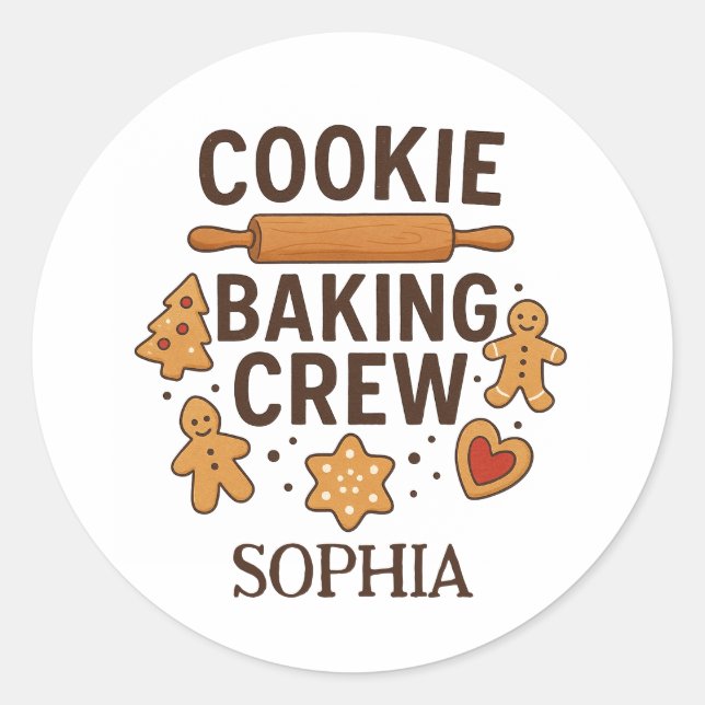 Sticker Rond Équipe de cueillette de biscuits personnalisée - N (Devant)