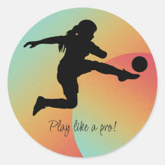 Sticker Rond Équipe De Football Joueuse De Football