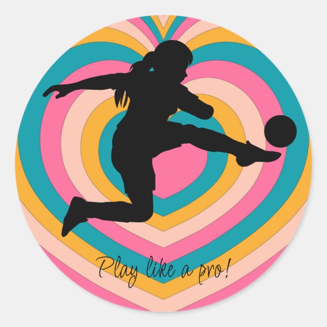Sticker Rond Équipe De Football Joueuse De Football (Devant)