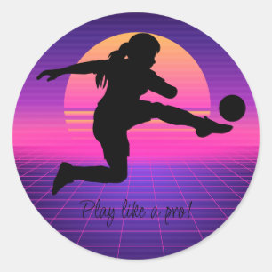 Sticker Rond Équipe De Football Joueuse De Football