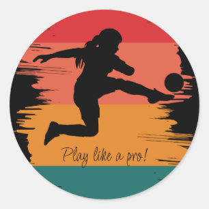Sticker Rond Équipe De Football Joueuse De Football