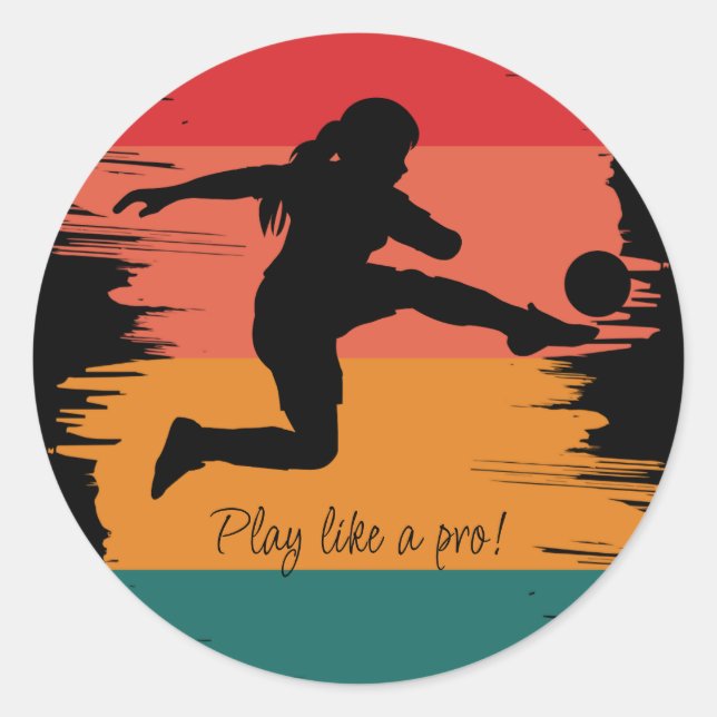Sticker Rond Équipe De Football Joueuse De Football (Devant)