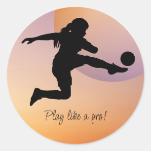 Sticker Rond Équipe De Football Joueuse De Football