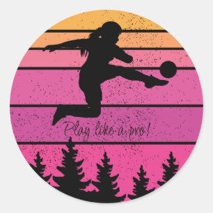 Sticker Rond Équipe De Football Joueuse De Football