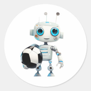 Sticker Rond Équipe de football robotique mignonne