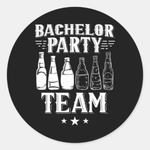 Sticker Rond Équipe de garçon de bachelor marié mariée 1 