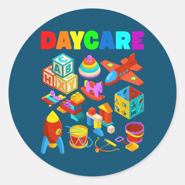 Sticker Rond Équipe de garderie d'enfants (Devant)