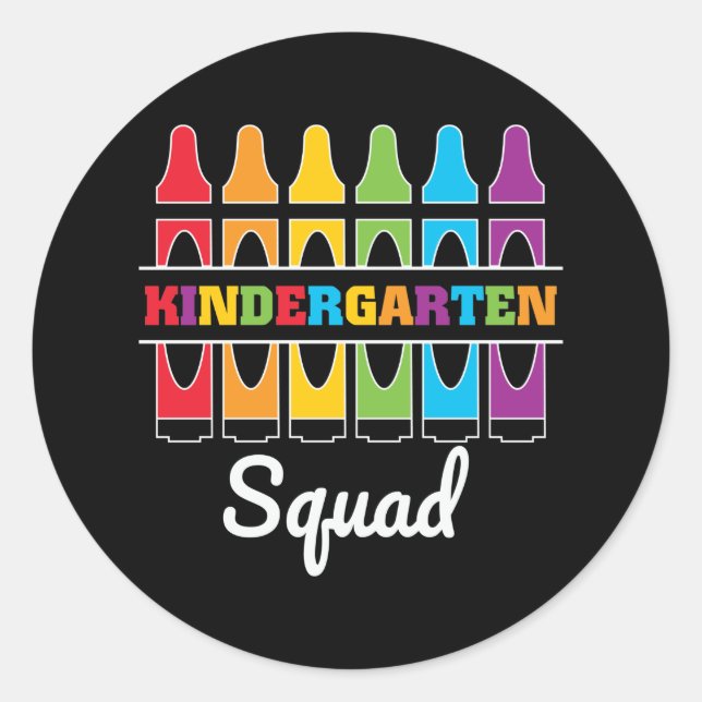 Sticker Rond Équipe De Jardin D'Enfants Retourner À L'École (Devant)