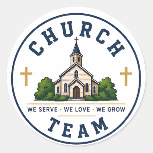 Sticker Rond Équipe de l'église We Serve We Love