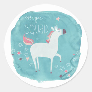 Sticker Rond Équipe de licorne magique