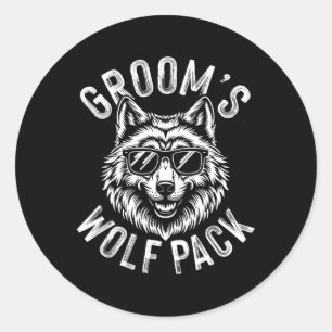 Sticker Rond Équipe de loups du marié Garçons d'honneur Enterre