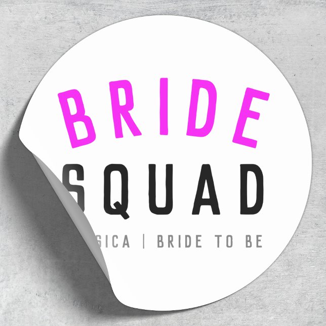 Sticker Rond Équipe de mariées | Bridesmaid Chaud Rose Bachelor (Créateur téléchargé)