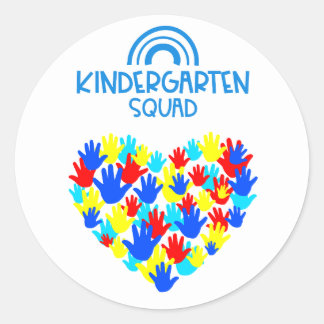 Sticker Rond Équipe de maternelle