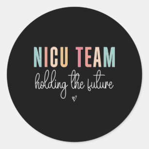 Sticker Rond Équipe De Nicu Tenant Le Futur Escadron D'Infirmiè