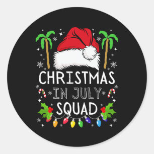Sticker Rond Équipe de Noël en Juillet Drôle d'été Xmas Hommes