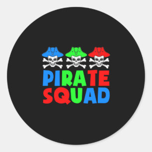 Sticker Rond Équipe de pirates crâne de pirates mignons hallowe