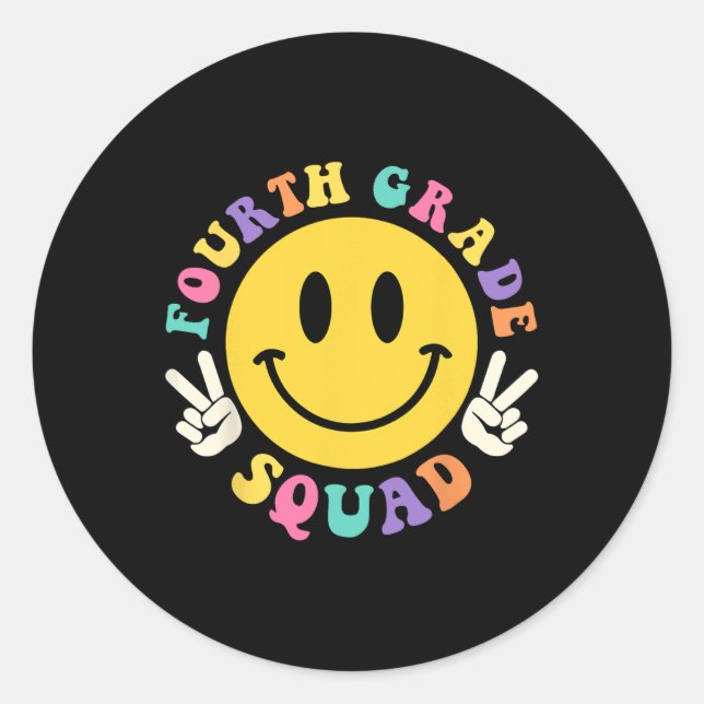 Sticker Rond Équipe de quatrième année Retour à l'école Enseign (Devant)