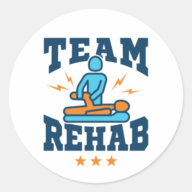 Sticker Rond Équipe de réadaptation physiothérapeute Personnel  (Devant)