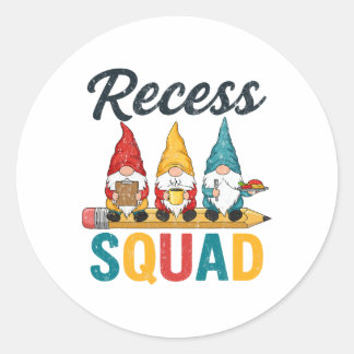 Sticker Rond Équipe de récréation Enseignant Gnome Cour de récr