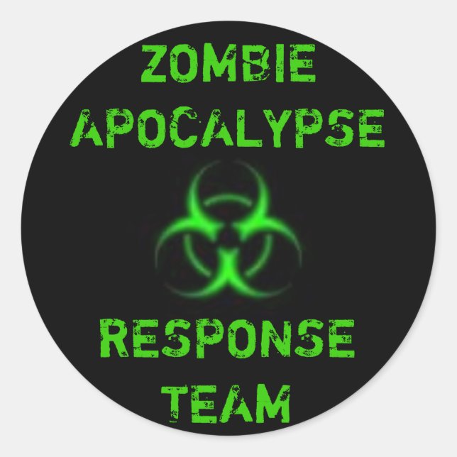 Sticker Rond Équipe de réponse Zombie Apocalypse vert (Devant)