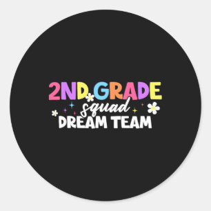 Sticker Rond Équipe de rêve de 2e année Enseignant Étudiant Ret