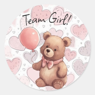 Sticker Rond Équipe de révélation de genre Fille rose