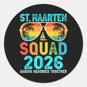 Sticker Rond Équipe de Saint-Martin 2026 Vacances Amis Famille