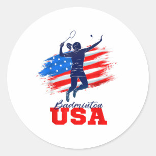 Sticker Rond Équipe de soutien de Badminton Usa Drapeau América