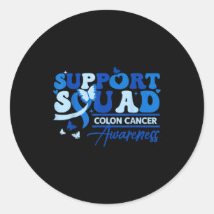Sticker Rond Équipe de soutien ruban bleu sensibilisation au ca