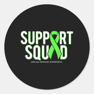 Sticker Rond Équipe de soutien Ruban vert de sensibilisation à 