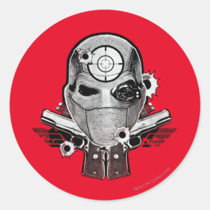 Sticker Rond Équipe de suicide   Deshot Masque & Armes Tatouage