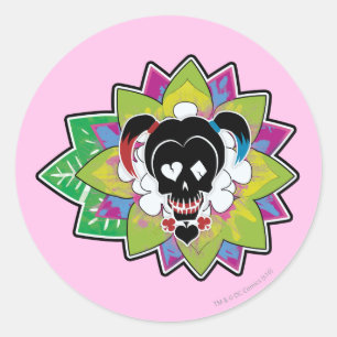 Sticker Rond Équipe de suicide   Harley Quinn Crâne tatouage
