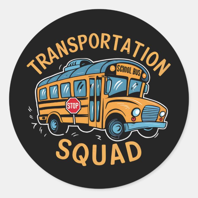Sticker Rond Équipe de transport des conducteurs d'autobus scol (Devant)